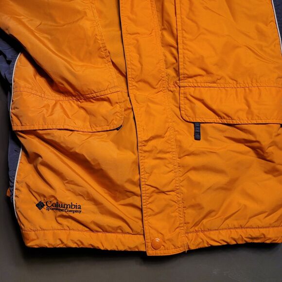 Columbia Jacket Mens Medium Orange Gray Hoodie Fleece Liner Coat Vintage Used - Picture 7 of 11